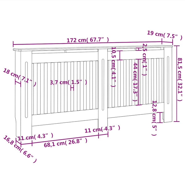 Antrasiitti lämpöpatterin suoja Eliss 172x19x81,5cm (mdf)