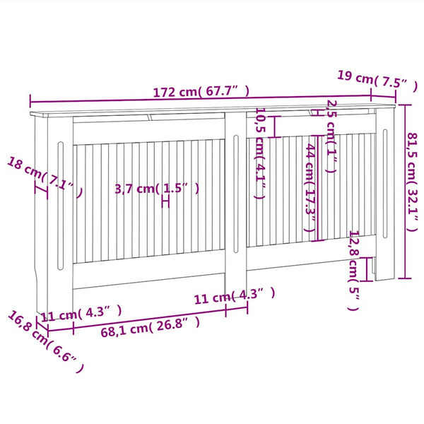 Musta lämpöpatterin suoja Eliss 172x19x81,5cm (mdf)