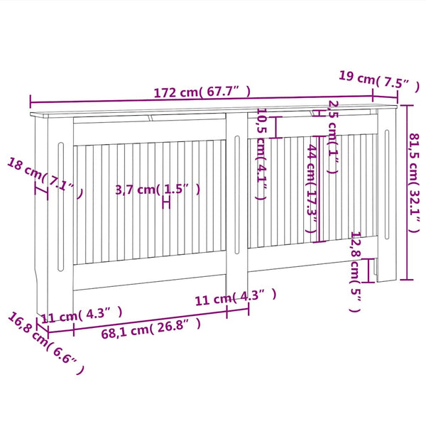 Heizkörperverkleidung Oroian 172x19x81,5cm (MDF)