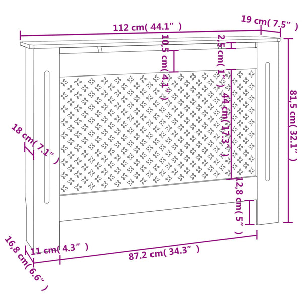 Heizkörperverkleidung Anthrazit Constantuin 112x19x81,5cm (MDF)