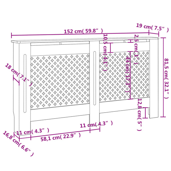 Lämpöpatterin suoja Constantuin 152x19x81,5cm (mdf)