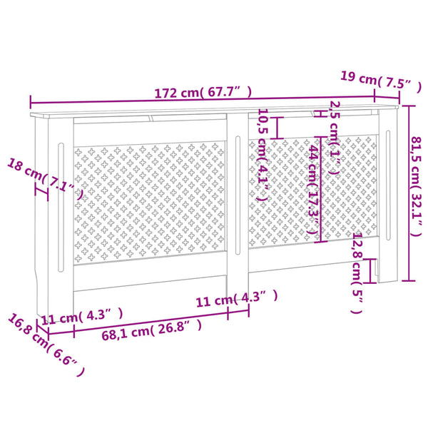 Lämpöpatterin suoja Constantuin 172x19x81,5cm (mdf)