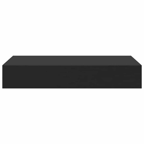 Schwarzes schwebendes Wandregal mit Schublade Eustrela 48x25x8cm