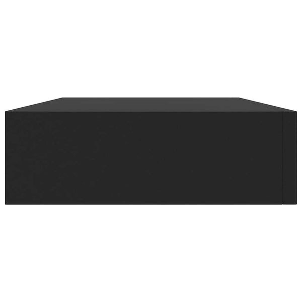 Schwarzes schwebendes Wandregal mit Schublade Eustrela 48x25x8cm
