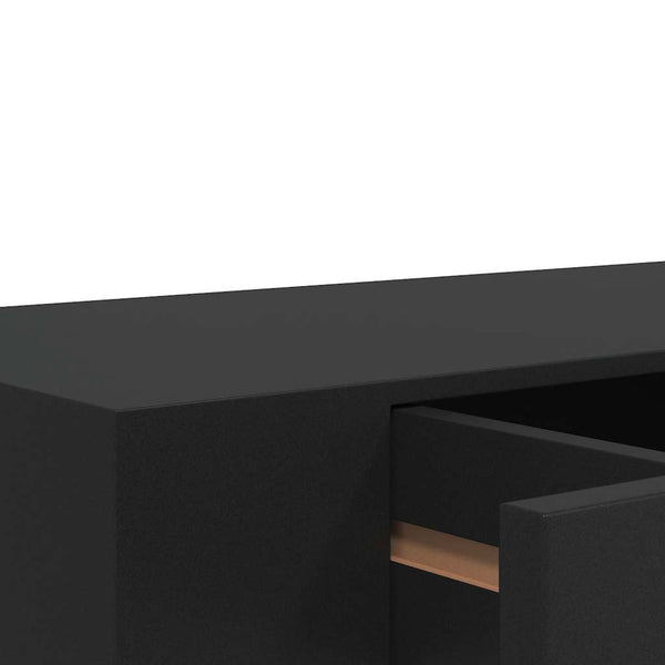 Schwarzes schwebendes Wandregal mit Schublade Eustrela 48x25x8cm