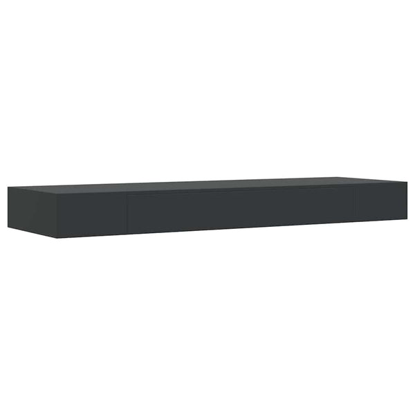 Schwebendes schwarzes Wandregal mit Schublade Eustrela 80x25x8cm