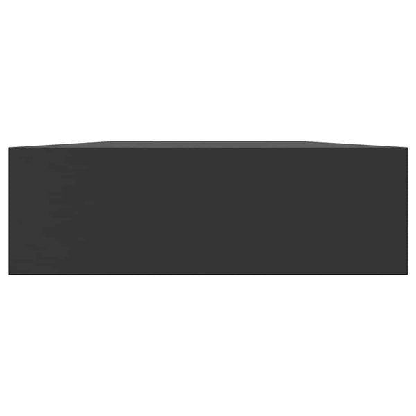 Schwebendes schwarzes Wandregal mit Schublade Eustrela 80x25x8cm