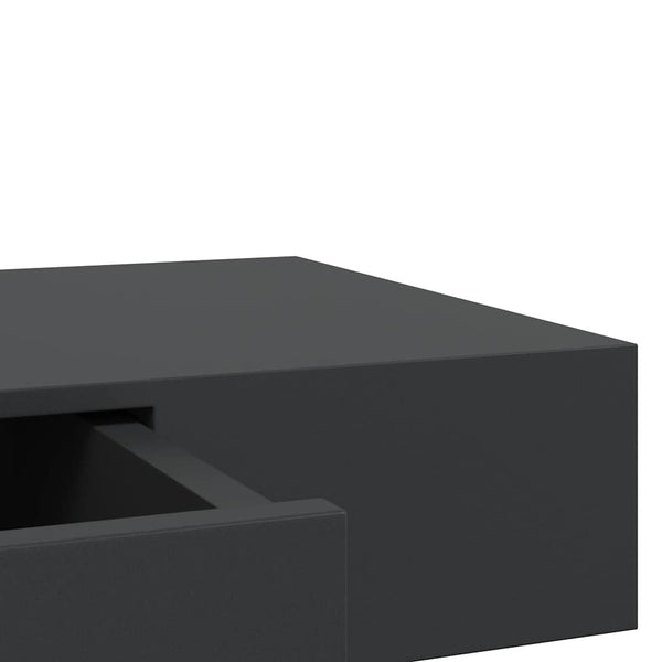 Schwebendes schwarzes Wandregal mit Schublade Eustrela 80x25x8cm