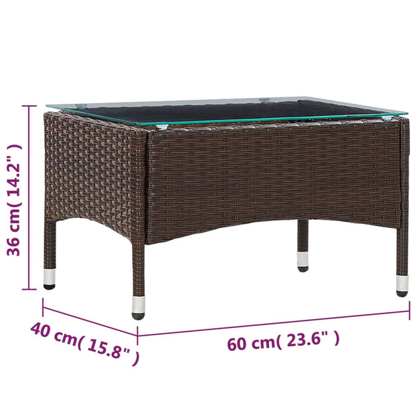 Brauner Couchtisch Pantalina 60x40x36cm (Polyrattan)