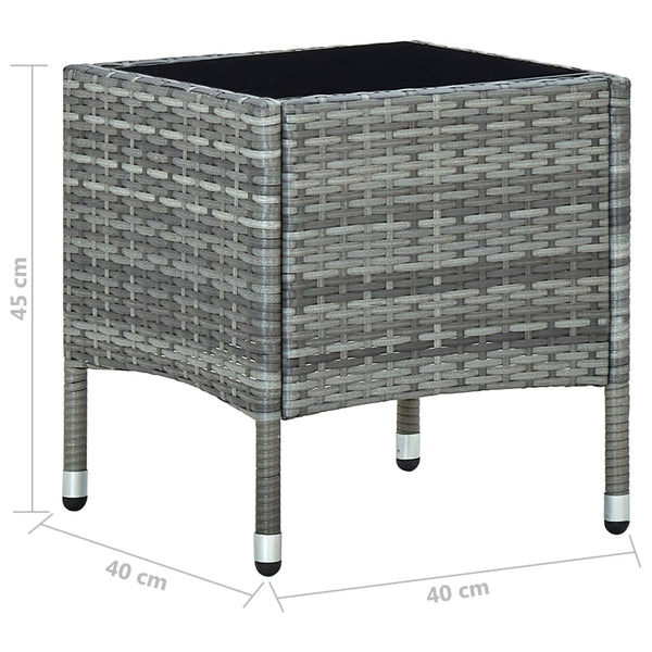 Grauer Gartentisch Ranislav 40x40x45cm (Polyrattan)