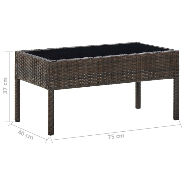Brauner Gartentisch Ganievici 75x40x37cm (Polyrattan)