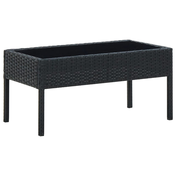 Schwarzer Gartentisch Ganievici 75x40x37cm (Polyrattan)