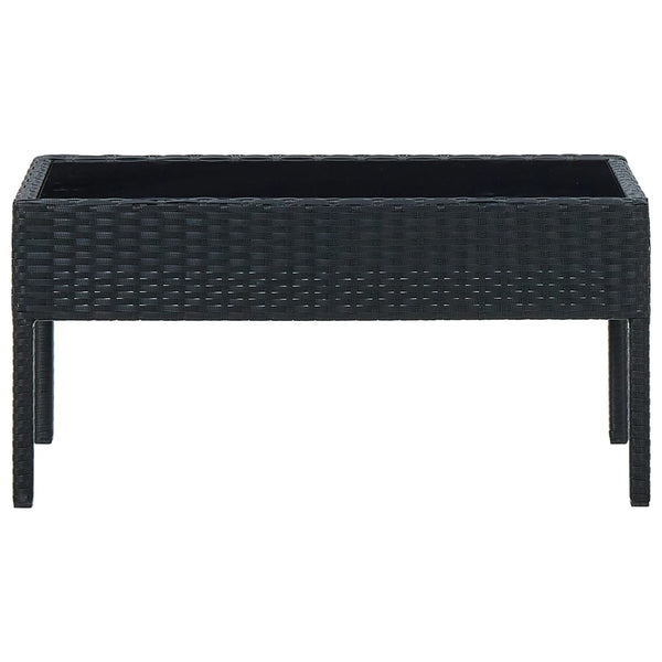 Schwarzer Gartentisch Ganievici 75x40x37cm (Polyrattan)