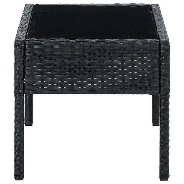 Schwarzer Gartentisch Ganievici 75x40x37cm (Polyrattan)