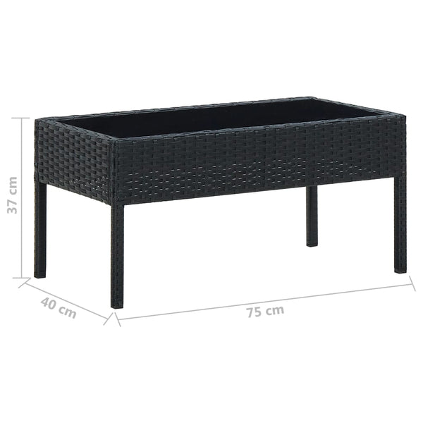 Schwarzer Gartentisch Ganievici 75x40x37cm (Polyrattan)