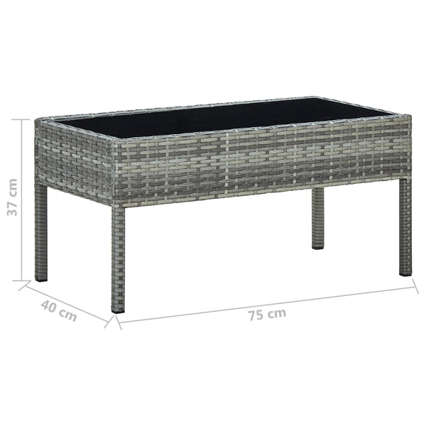 Grauer Gartentisch Ganievici 75x40x37cm (Polyrattan)