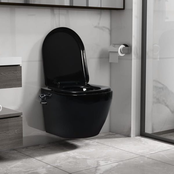 Schwarz wandhängende, spülrandlose WC-/Bidetkeramik Rumeana