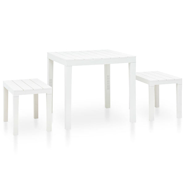 Weißer Gartentisch mit 2 Bänken Spita (Kunststoff)