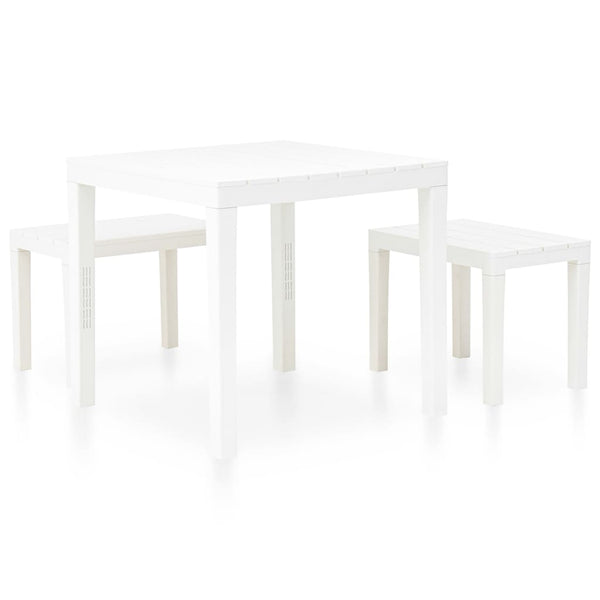 Weißer Gartentisch mit 2 Bänken Spita (Kunststoff)