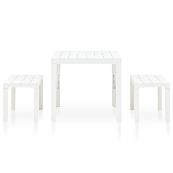 Weißer Gartentisch mit 2 Bänken Spita (Kunststoff)