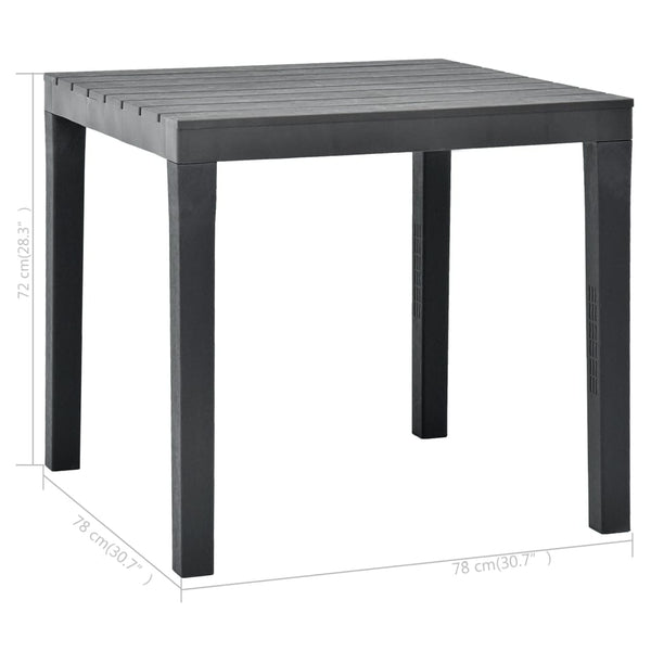Anthrazitfarbener Gartentisch Aloize 78x78x72cm (Kunststoff)