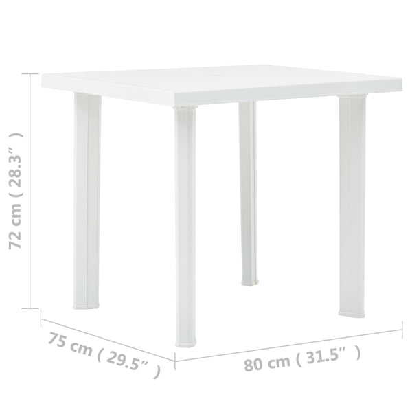 Weißer Gartentisch Lambrinia 80x75x72cm (Kunststoff)