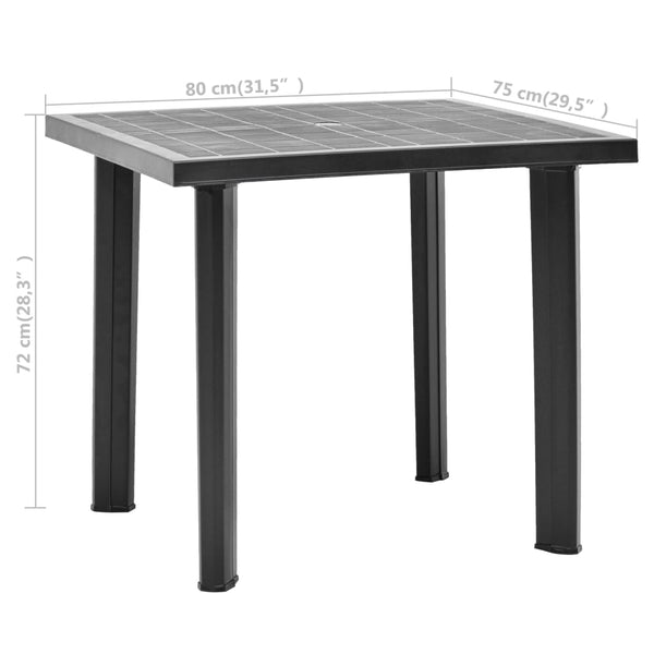 Anthrazitfarbener Gartentisch Lambrinia 80x75x72cm (Kunststoff)