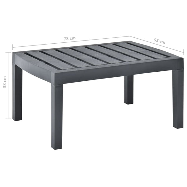 Anthrazitfarbener Gartentisch Epseghie 78x55x38cm (Kunststoff)