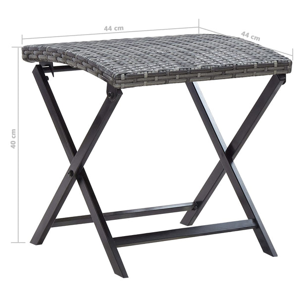 Grauer klappbarer Hocker Nedelico (Polyrattan)