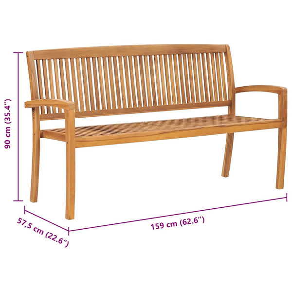 Dretcaru Gartenbank aus Holz 159cm (3-Sitzer, Teak)