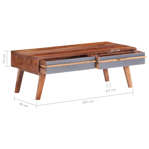 Grauer Couchtisch Galathea 110x50x40cm (Akazie)