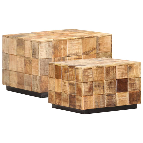Sofatische Dobreanu (2 Stk. Schubladenstil, raues Mangoholz)