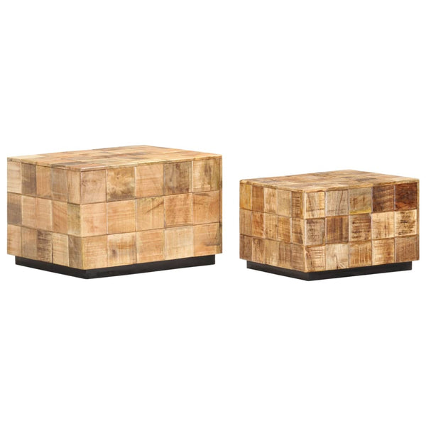 Sofatische Dobreanu (2 Stk. Schubladenstil, raues Mangoholz)