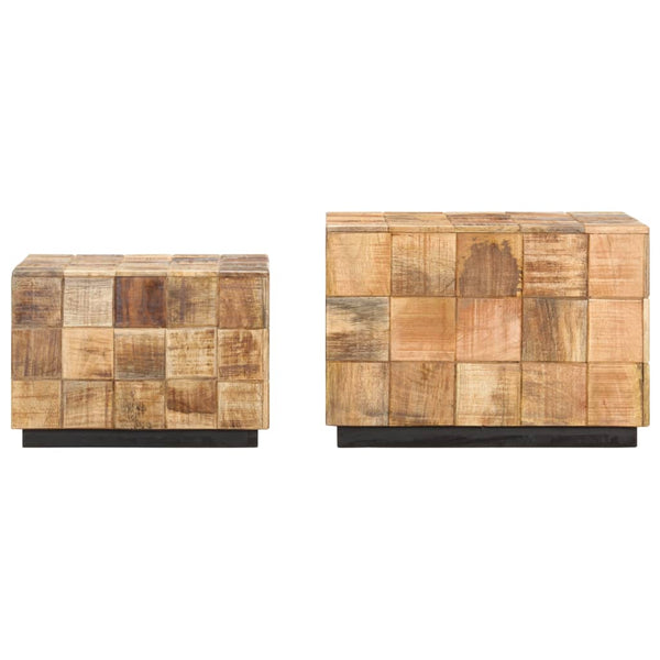 Sofatische Dobreanu (2 Stk. Schubladenstil, raues Mangoholz)