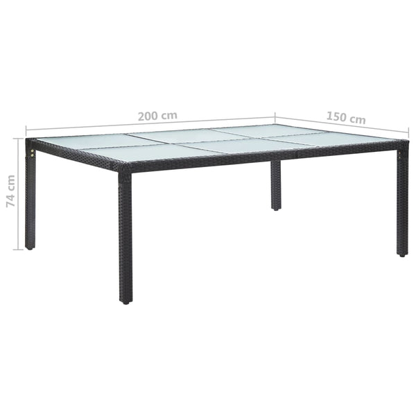 Schwarzer Outdoor-Esstisch Tarsia 200x150x74cm (Polyrattan)