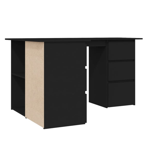 Schwarzer Eckschreibtisch Wymann 145x100x76cm (Holz)