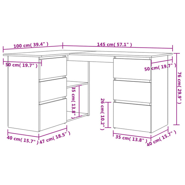 Schwarzer Eckschreibtisch Wymann 145x100x76cm (Holz)