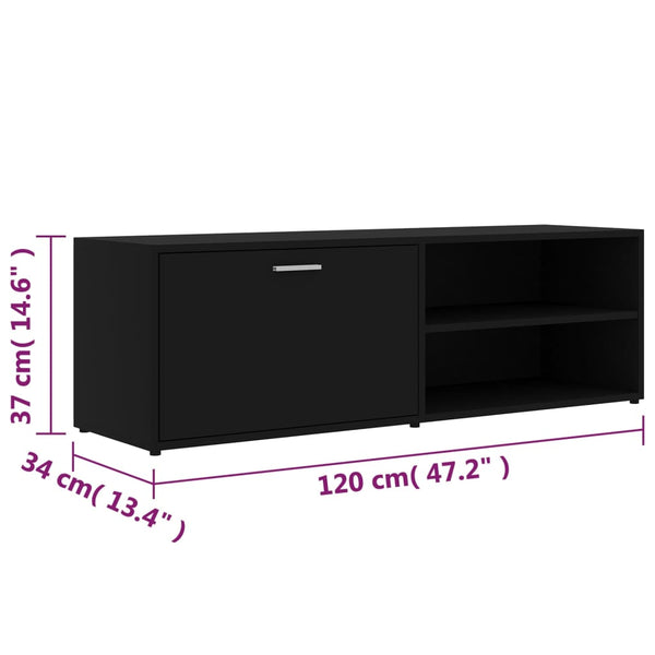 Schwarzes TV-Möbel Benona 120x34x37cm (Holz)