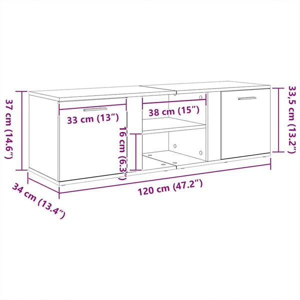 Weißes TV-Lowboard Filodel 120x34x37cm (Holz)