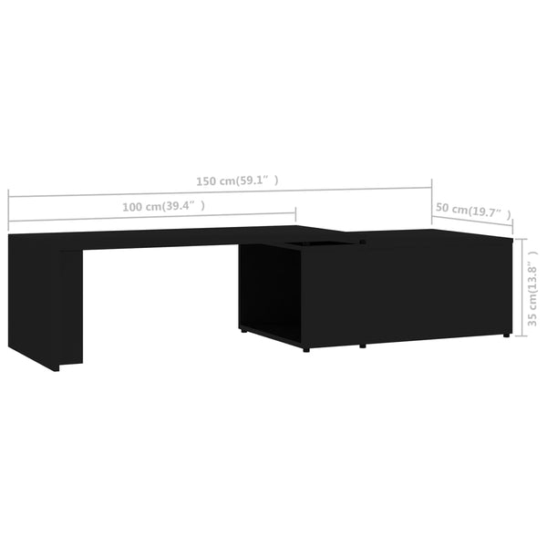 Schwarzer Couchtisch Mitana 150x50x35cm (Holz)