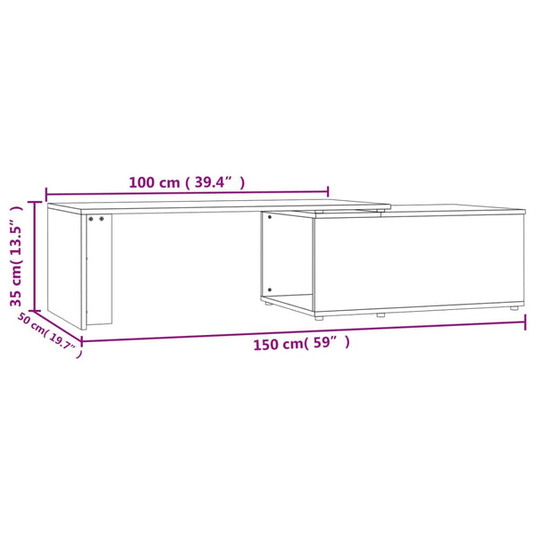 Betoninharmaa sohvapöytä Mitana 150x50x35cm (lastulevy)