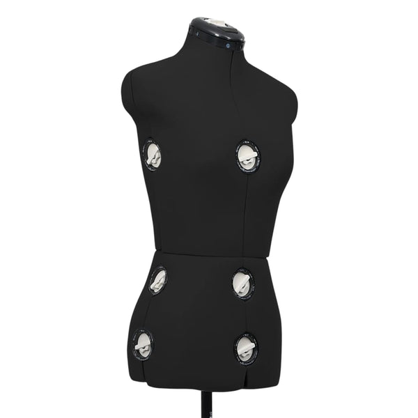 Schwarze verstellbare Schneiderpuppe Dame Marsilia S (Größe 33-40)