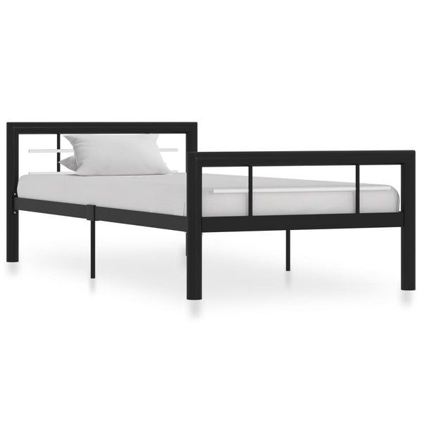 Schwarz-weißes Bettgestell Younger 100x200cm (Metall)