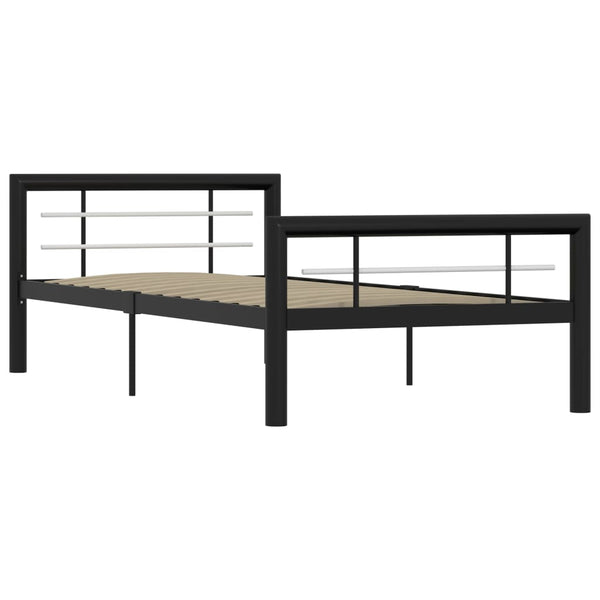 Schwarz-weißes Bettgestell Younger 100x200cm (Metall)