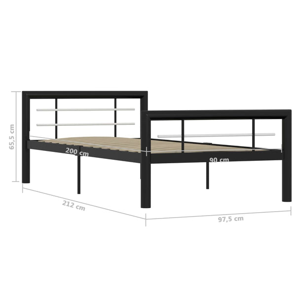 Schwarz-weißes Bettgestell Younger 100x200cm (Metall)