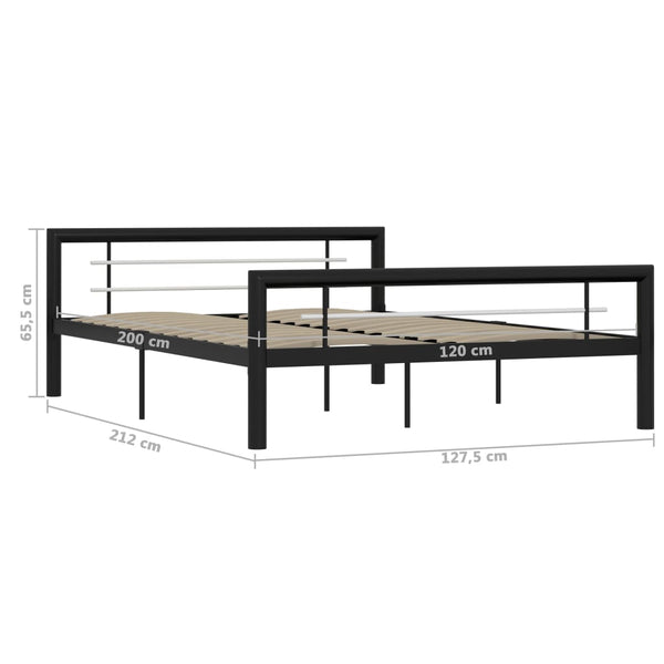Schwarzes und weißes Bettgestell Younger 120x200cm (Metall)