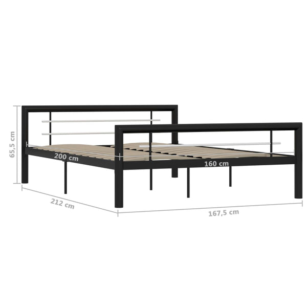Schwarzes und weißes Bettgestell Younger 160x200cm (Metall)