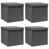 Graue Aufbewahrungsboxen mit Deckel Patesan 32x32x32cm (4er-Set Stoff)
