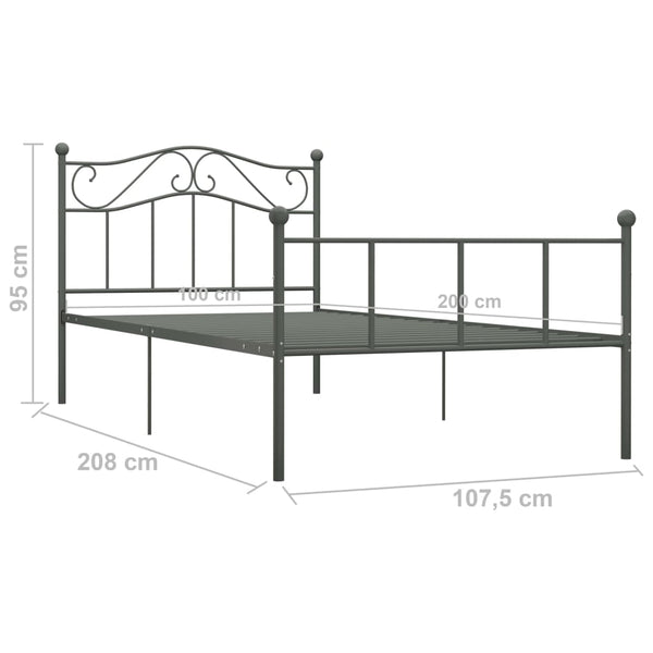 Graues Bettgestell Nazlife 100x200cm (Metall)