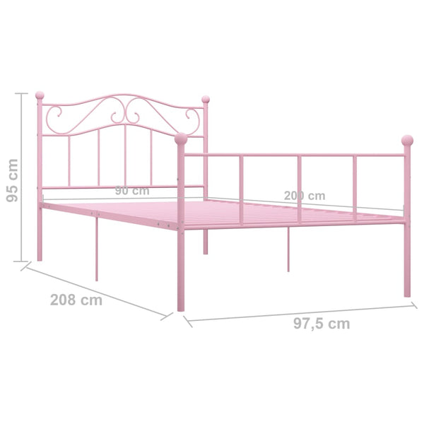 Pinkfarbenes Bettgestell Nazlife 90x200cm (Metall)